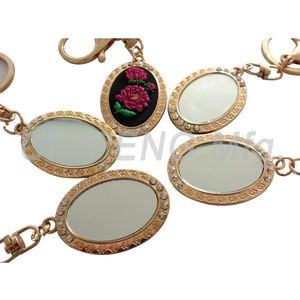Elegant Rhinestone Metal Keychain With Mirrors
